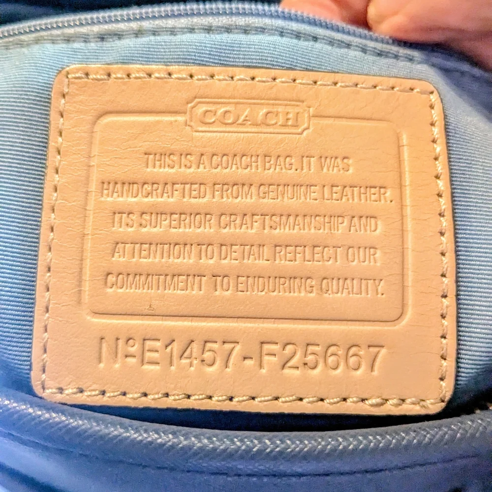 Coach Dark Blue Peyton Leather Shoulder Bag with Gold Hardware - Picture 9 of 9